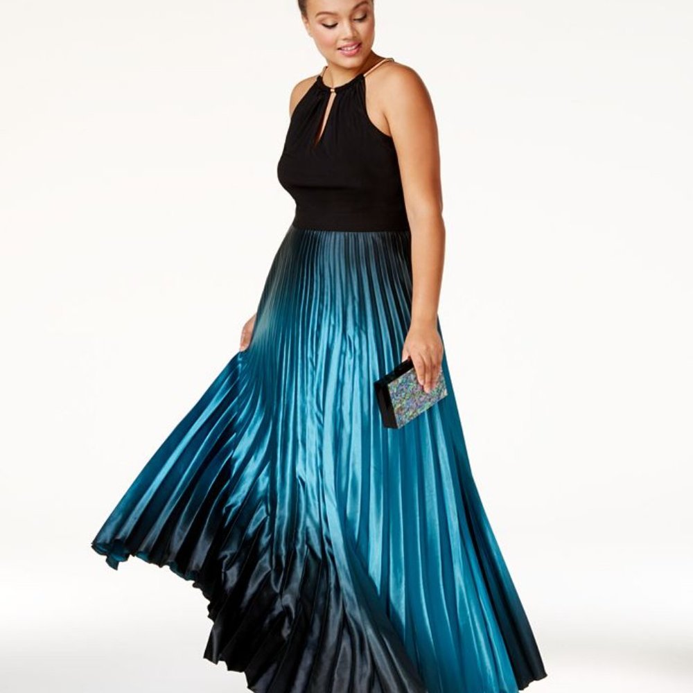 City Chic Pleated Ombre Maxi Dress